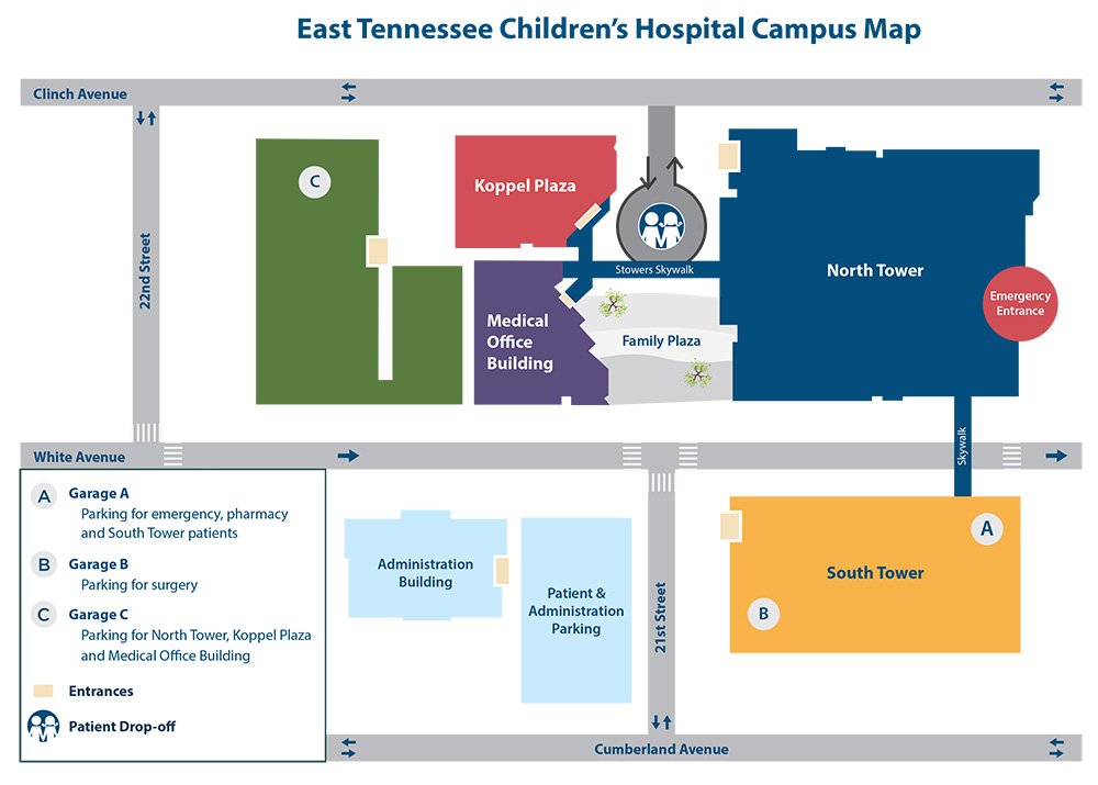 East Tennessee Children's Hospital Campus Map