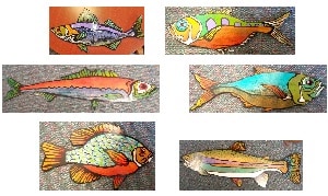 Six Fish by Ryan Blair - mixed media on wood