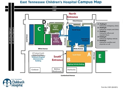 East Tennessee Children's Hospital Campus Map