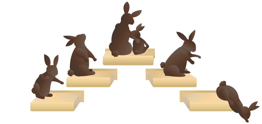 illustrated bunnies climbing steps